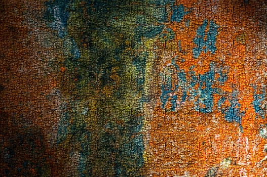 Texture of colored rust metal plate