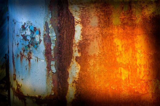 Texture of colored rust metal plate