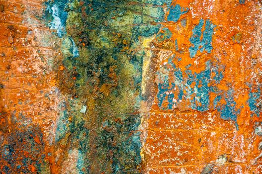 Texture of colored rust metal plate