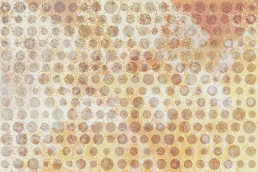 Texture background made of  brown dots, or circles, on yellow and beige