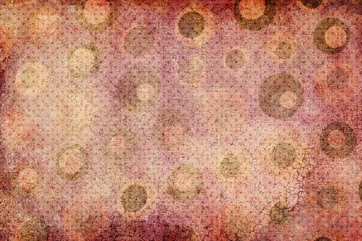 Texture background made of  yellow, pink and brown dots, or circles, with dots