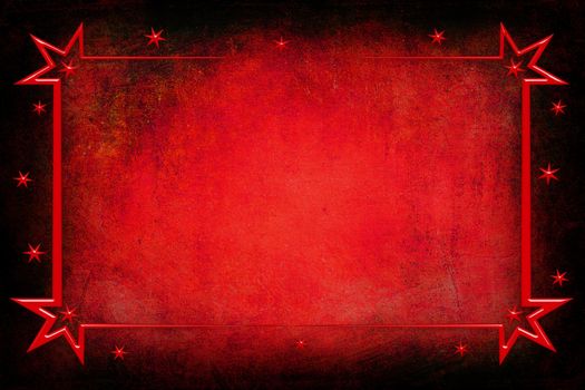 An antique decorative red Christmas glass frame with a background with texture. Red and black colors