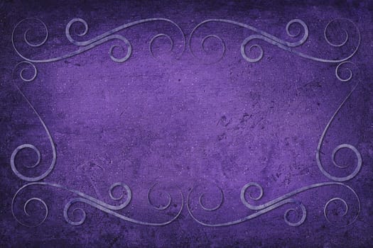 An antique decorative frame with a background with texture. Colors blue, purple, violet and mauve