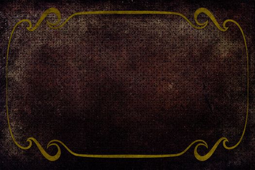 An antique decorative frame with a background with texture. Colors brown, rust and gold