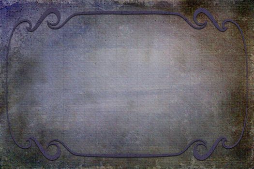 An antique decorative frame with a background with texture. Colors blue, violet, and brown