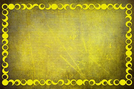 A modern decorative yellow frame with a textured background. Yellow and brown colors