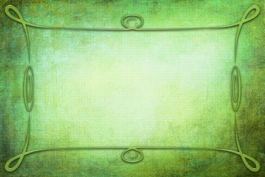 An antique decorative green emerald glass frame with a background with texture. Green color