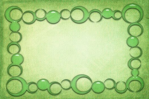 A modern decorative transparent green glass frame with a textured background. Green and yellow colors