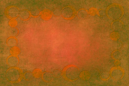 A modern decorative frame with a textured background. Orange and green colors