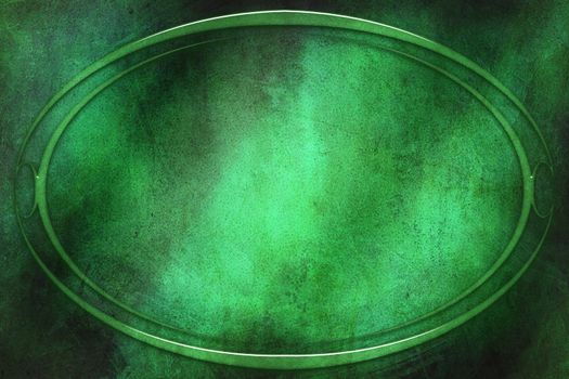 A modern decorative oval transparent glass frame with a textured background. Green and black colors