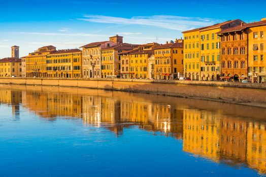 Cityscape of the famous Italian city of Pisa, Tuscany, Italy