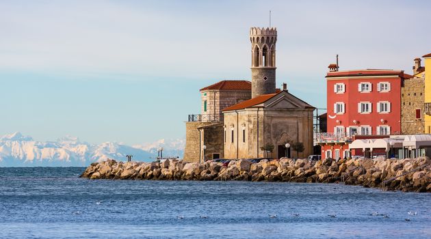 Old Church on the Pier in Piran, Slovenia