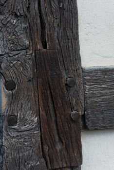 Wood Joint in Oak Beams on a Tudor Building