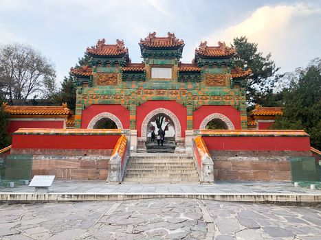 Gate inside The Putuo Zongcheng Buddhist Temple, one of the Eight Outer Temples of Chengde, built between 1767 and 1771 and modeled after the Potala Palace of Tibet. Chengde Mountain Resort. China