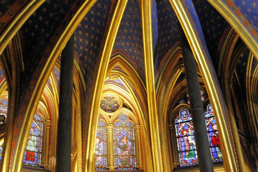 The Sainte Chapelle (Holy Chapel) in Paris, France. The Sainte Chapelle is a royal medieval Gothic chapel in Paris and one of the most famous monuments of the city