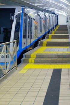 Haifa, Israel - September 05, 2019: View of the Downtown station of the Carmelit subway, in Haifa, Israel