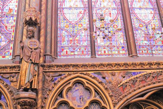 The Sainte Chapelle (Holy Chapel) in Paris, France. The Sainte Chapelle is a royal medieval Gothic chapel in Paris and one of the most famous monuments of the city