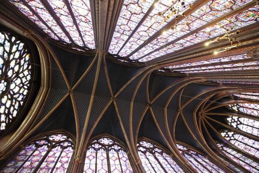 The Sainte Chapelle (Holy Chapel) in Paris, France. The Sainte Chapelle is a royal medieval Gothic chapel in Paris and one of the most famous monuments of the city