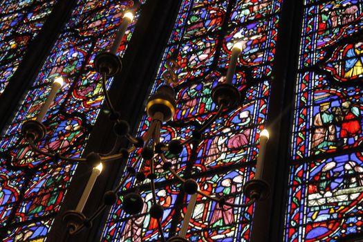 The Sainte Chapelle (Holy Chapel) in Paris, France. The Sainte Chapelle is a royal medieval Gothic chapel in Paris and one of the most famous monuments of the city