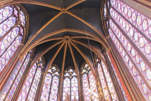 The Sainte Chapelle (Holy Chapel) in Paris, France. The Sainte Chapelle is a royal medieval Gothic chapel in Paris and one of the most famous monuments of the city