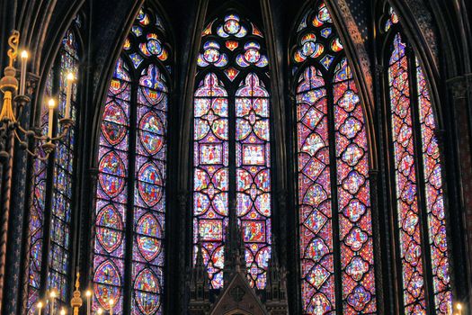 The Sainte Chapelle (Holy Chapel) in Paris, France. The Sainte Chapelle is a royal medieval Gothic chapel in Paris and one of the most famous monuments of the city