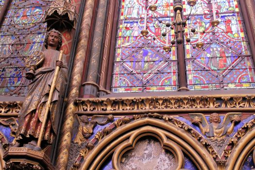 The Sainte Chapelle (Holy Chapel) in Paris, France. The Sainte Chapelle is a royal medieval Gothic chapel in Paris and one of the most famous monuments of the city