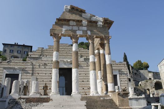 The Capitolium in the Roman forum is located in the centre of Brescia city in north Italy