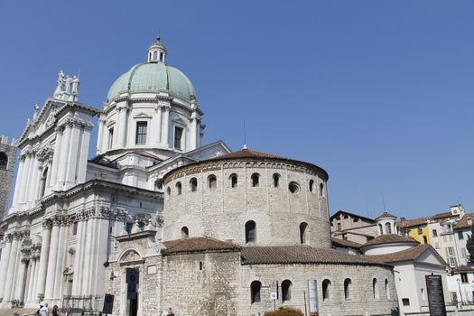 A view of the old and new cathedral of Brescia in north Italy
