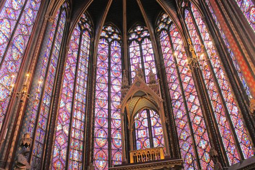 The Sainte Chapelle (Holy Chapel) in Paris, France. The Sainte Chapelle is a royal medieval Gothic chapel in Paris and one of the most famous monuments of the city