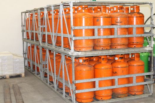 orange propane bins