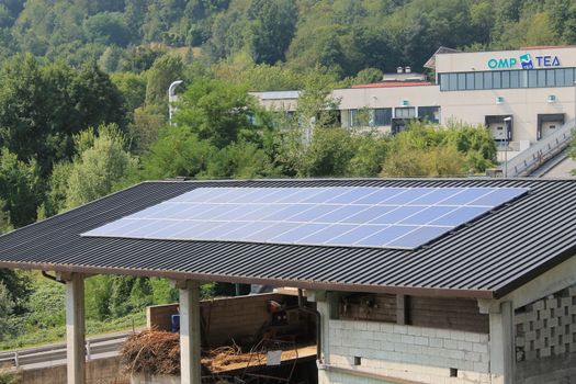 solar panels on the roof