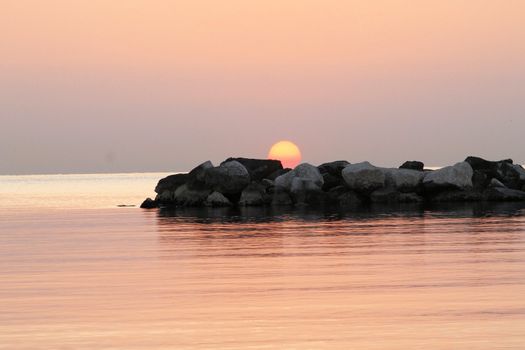 sunrise on the beach of the Adriatic sea in Italy