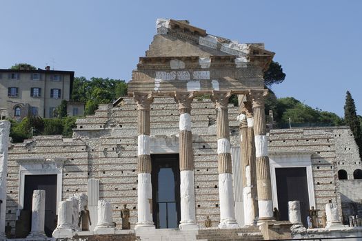 The Capitolium in the Roman forum is located in the centre of Brescia city in north Italy