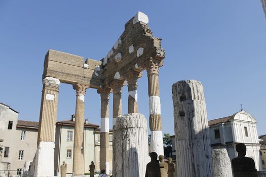 The Capitolium in the Roman forum is located in the centre of Brescia city in north Italy