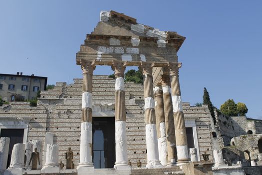 The Capitolium in the Roman forum is located in the centre of Brescia city in north Italy