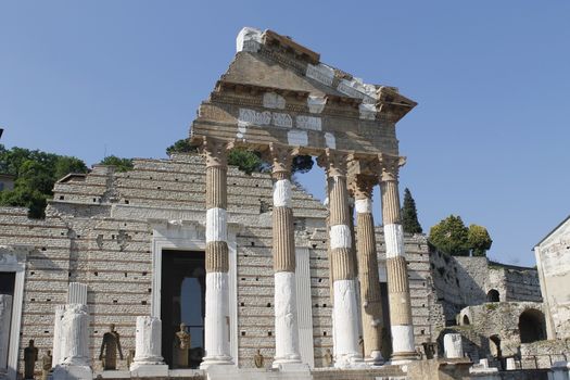 The Capitolium in the Roman forum is located in the centre of Brescia city in north Italy