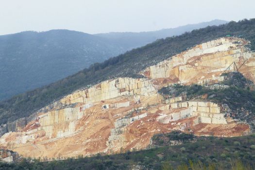 mountains with marble quarries in Botticino in northern Italy