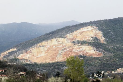 mountains with marble quarries in Botticino in northern Italy