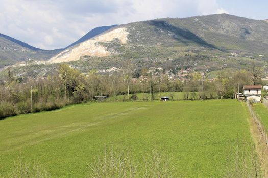 mountains with marble quarries in Botticino in northern Italy