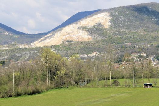 mountains with marble quarries in Botticino in northern Italy