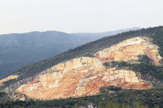 mountains with marble quarries in Botticino in northern Italy