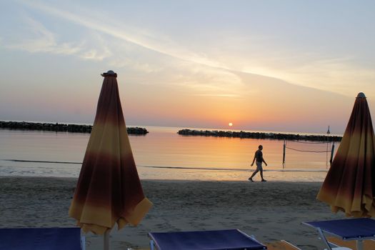 sunrise on the beach of the Adriatic sea in Italy