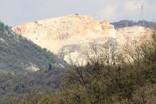 mountains with marble quarries in Botticino in northern Italy