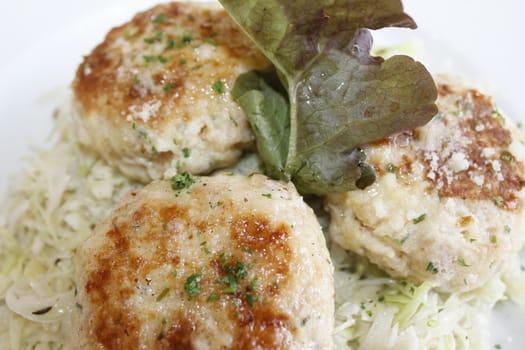 Tyrolean traditional dish, knodel or canederli with parsley