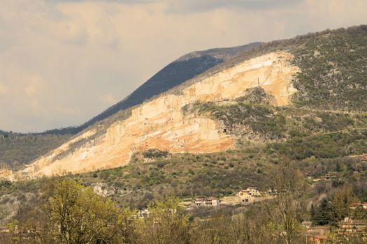 mountains with marble quarries in Botticino in northern Italy