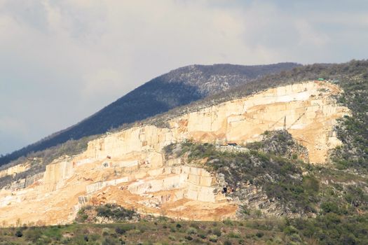 mountains with marble quarries in Botticino in northern Italy