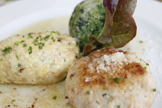 Tyrolean traditional dish, knodel or canederli with parsley