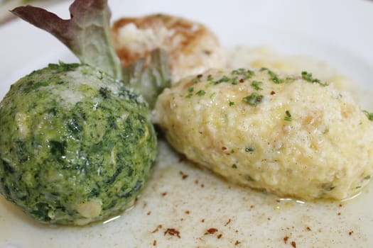 Tyrolean traditional dish, knodel or canederli with parsley