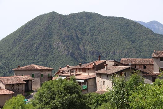 view of the small village of " Costa di Gargnano " in the mountains of Garda lake in northern Italy