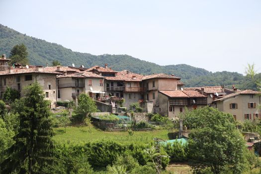 view of the small village of " Costa di Gargnano " in the mountains of Garda lake in northern Italy